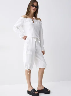 Organic cotton gauze Bermuda short