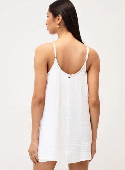 Organic cotton gauze buttoned dress