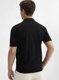 Organic cotton knit Johnny collar polo