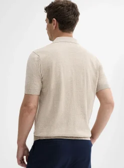 Organic cotton knit Johnny collar polo