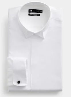 Origami-collar tuxedo shirt