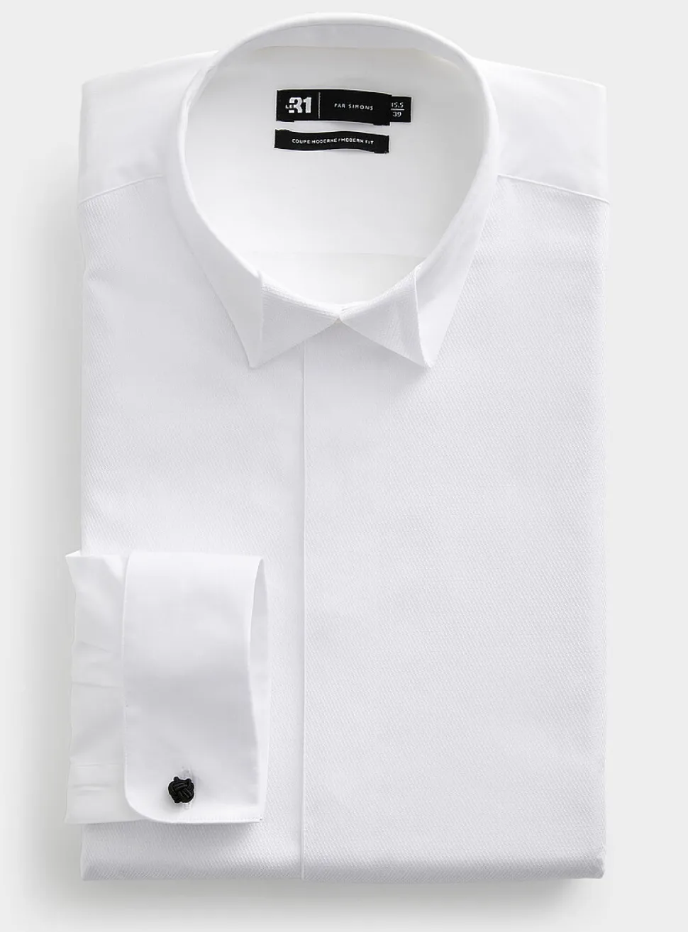 Origami-collar tuxedo shirt