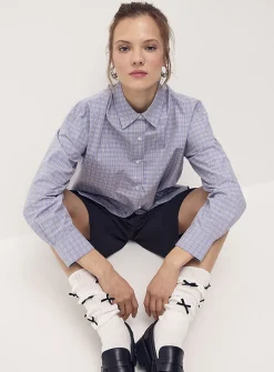 Oversized patterned poplin shirt