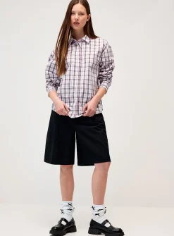 Oversized patterned poplin shirt