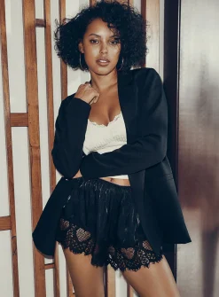 Oversized single-button piqué blazer