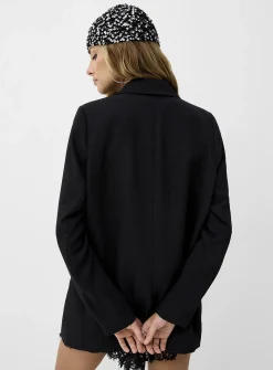 Oversized single-button piqué blazer