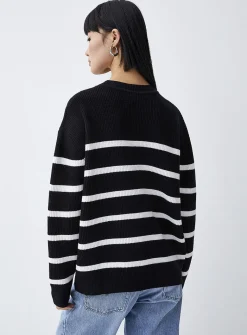 Oversized striped ribbed sweater