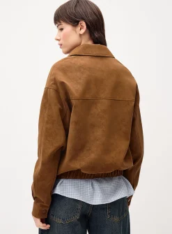 Oversized suede-finish jacket
