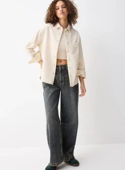 Oversized denim shirt