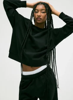 Oversized fleece crew-neck sweatshirt