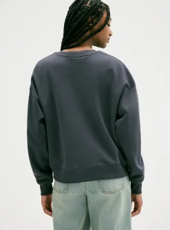 Oversized fleece crew-neck sweatshirt