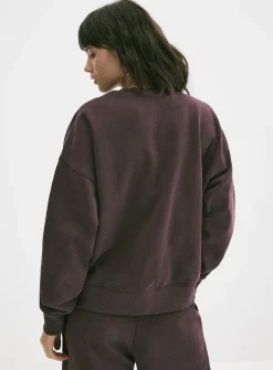 Oversized fleece crew-neck sweatshirt