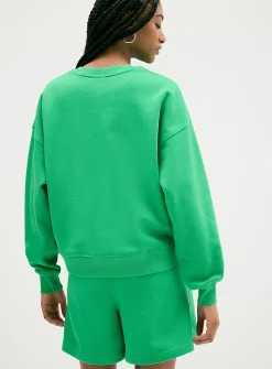 Oversized fleece crew-neck sweatshirt
