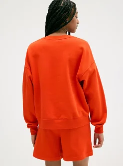 Oversized fleece crew-neck sweatshirt