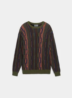Oversized mixed-knit sweater