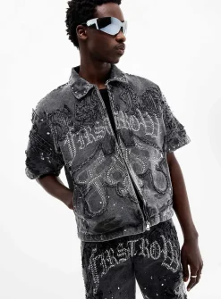Paint splatter studded shirt