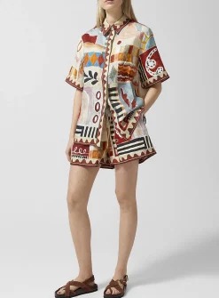 Painted shapes pure linen short