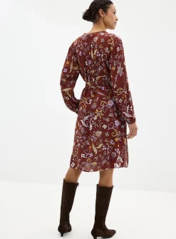 Paisley garden silky belted dress