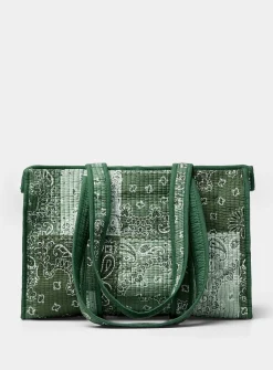 Paisley patchwork quilted tote bag