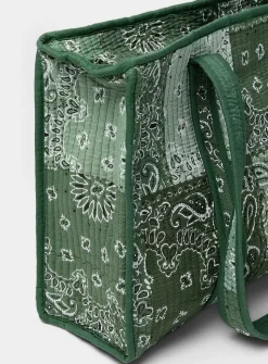 Paisley patchwork quilted tote bag