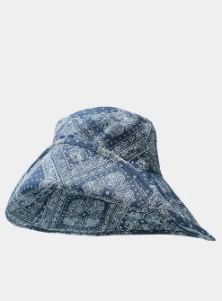 Paisley wide-brim bucket hat