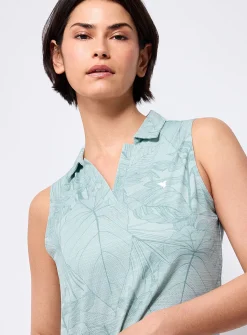 Palm tree micro-perforated golf polo