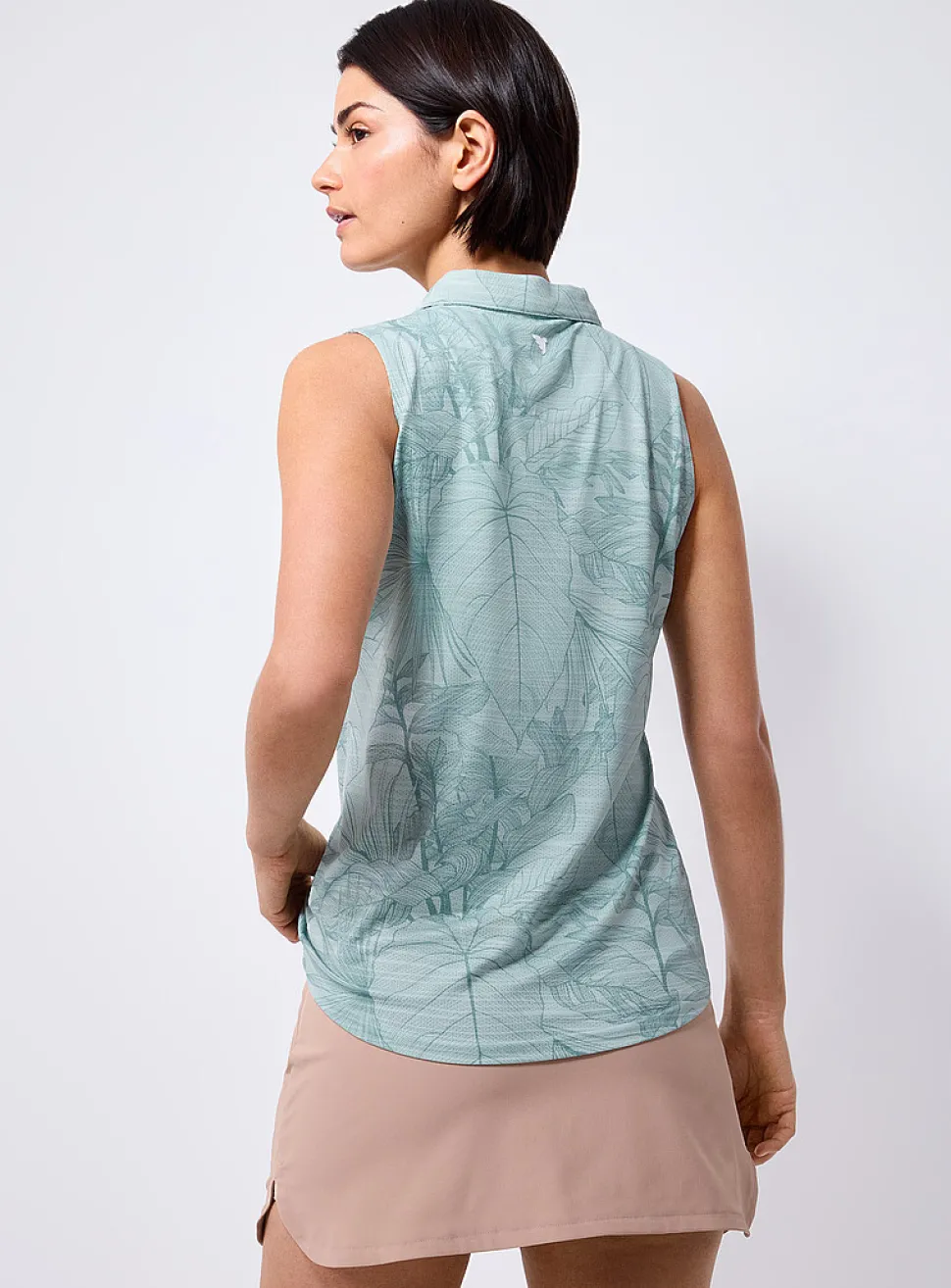 Palm tree micro-perforated golf polo