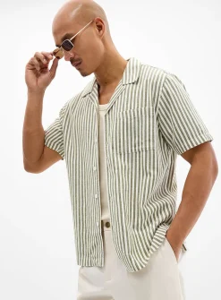 Parasol stripe camp shirt