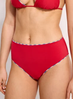 Parasol stripe high-rise bikini bottom