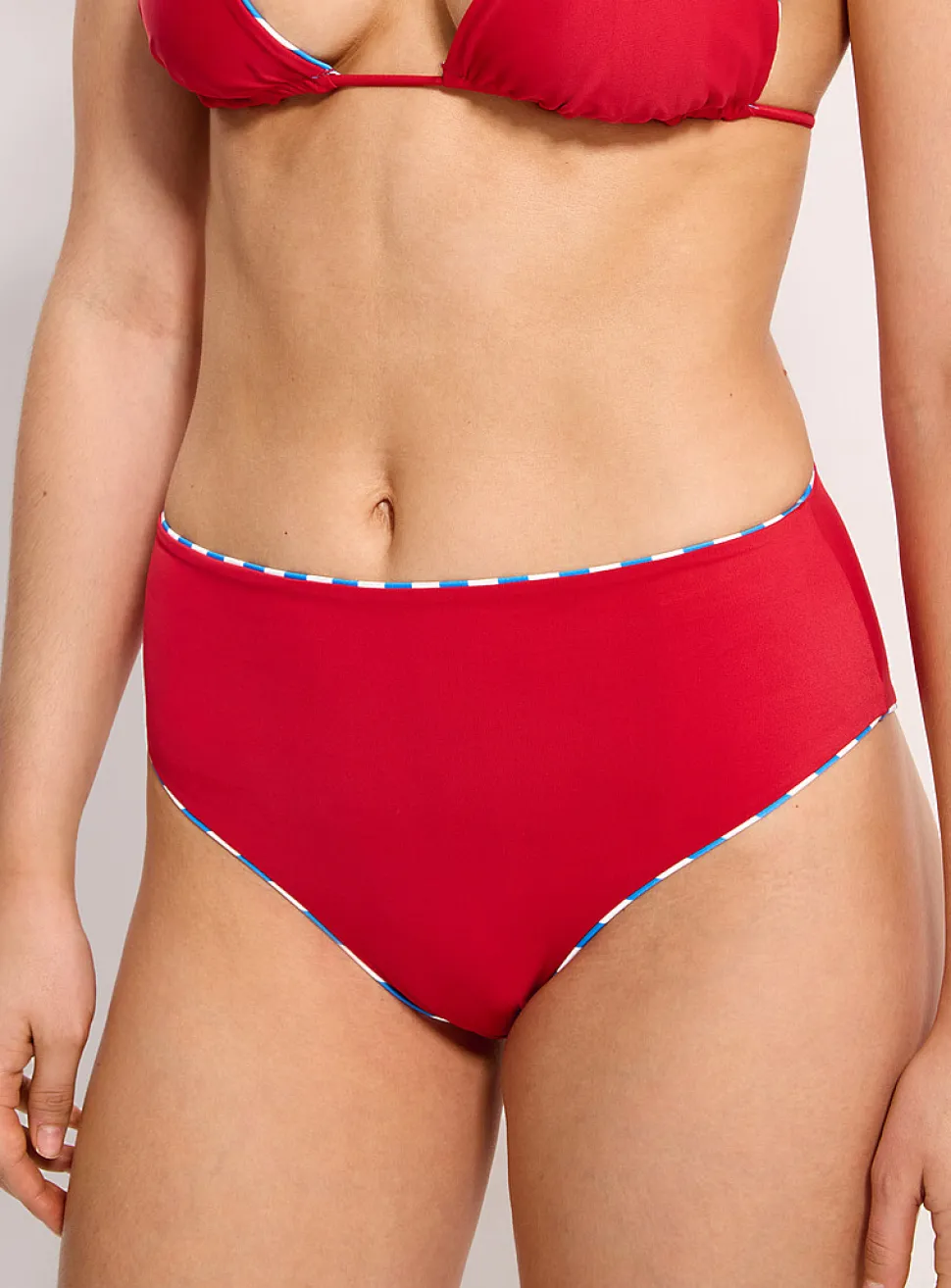 Parasol stripe high-rise bikini bottom