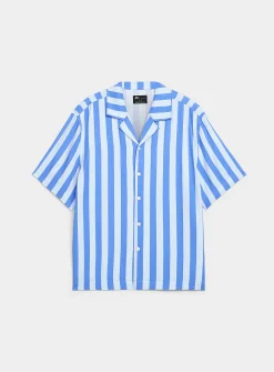 Parasol-stripe camp shirt