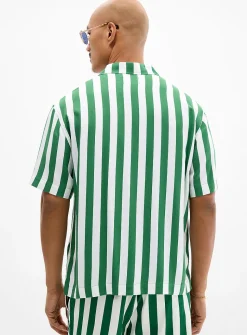 Parasol-stripe camp shirt