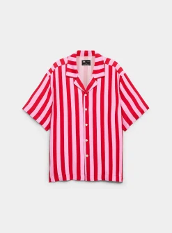 Parasol-stripe camp shirt