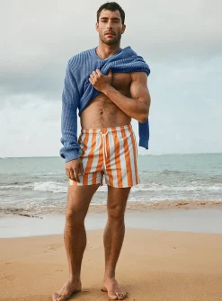 Parasol-stripe swim short