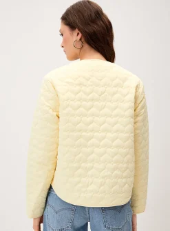 Pastel yellow hearts quilted jacket