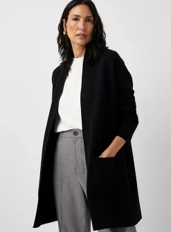 Patch pocket open cardigan