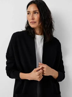 Patch pocket open cardigan
