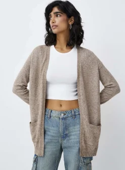 Patch pocket open cardigan
