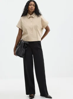 Patch pockets boxy-fit poplin shirt