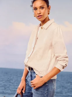 Patch pockets pure linen jacket