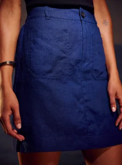 Patch pockets pure linen skort