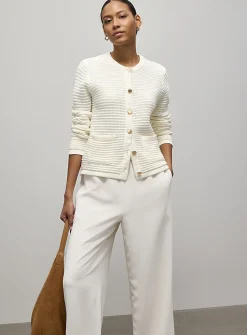 Patch pockets textured cardigan