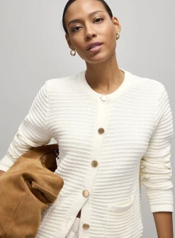 Patch pockets textured cardigan