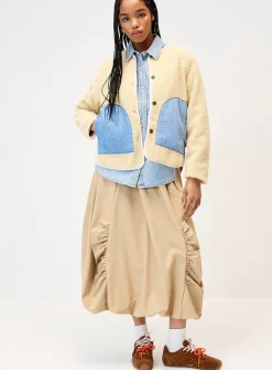 Patchwork high-pile fleece jacket
