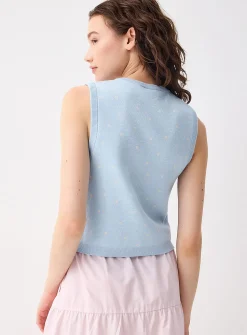 Patterned button-front sweater vest