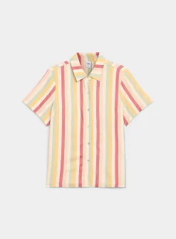 Patterned linen-blend shirt
