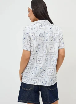 Patterned linen-blend shirt