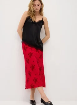 Patterned mesh maxi skirt