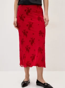 Patterned mesh maxi skirt