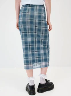 Patterned mesh midi skirt